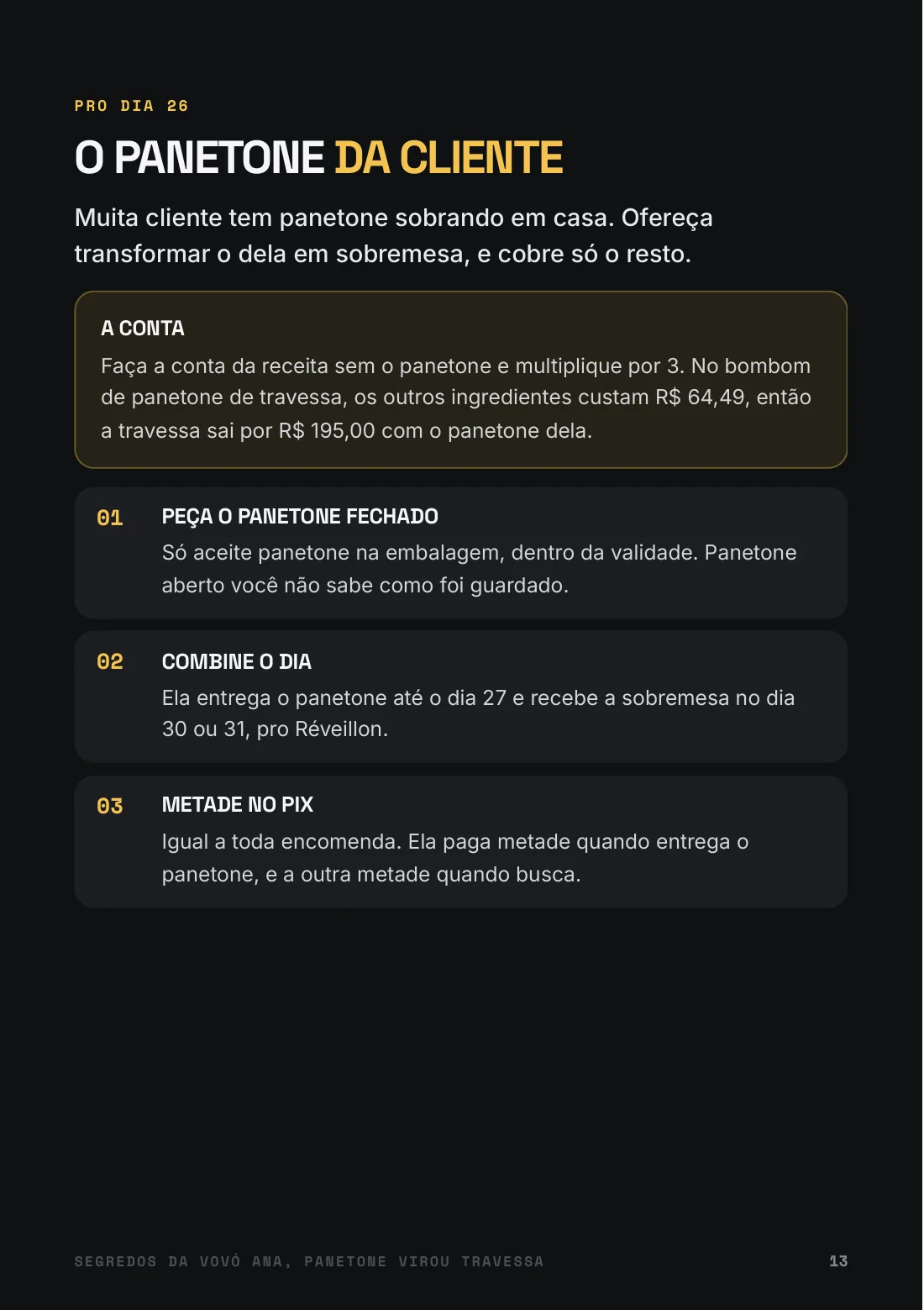 Página do panetone da cliente